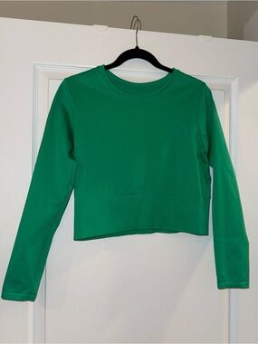 Aerie Offline Long Sleeve Green Crop Top XL